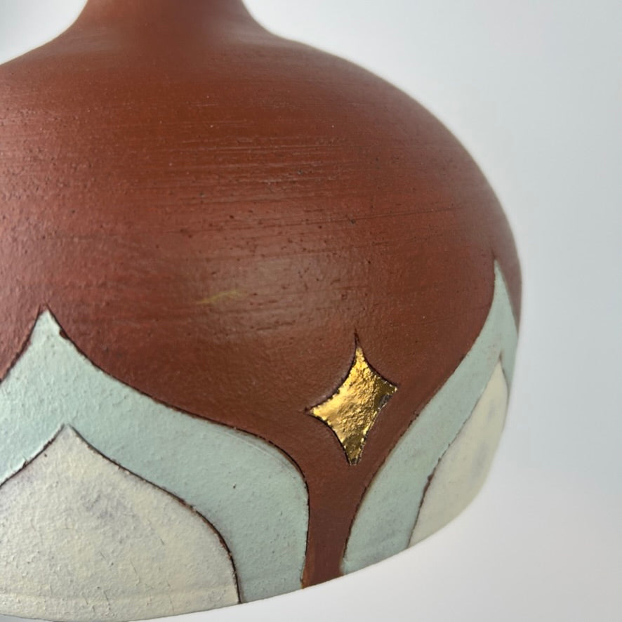 Terracotta & bling plug-in pendant lamp