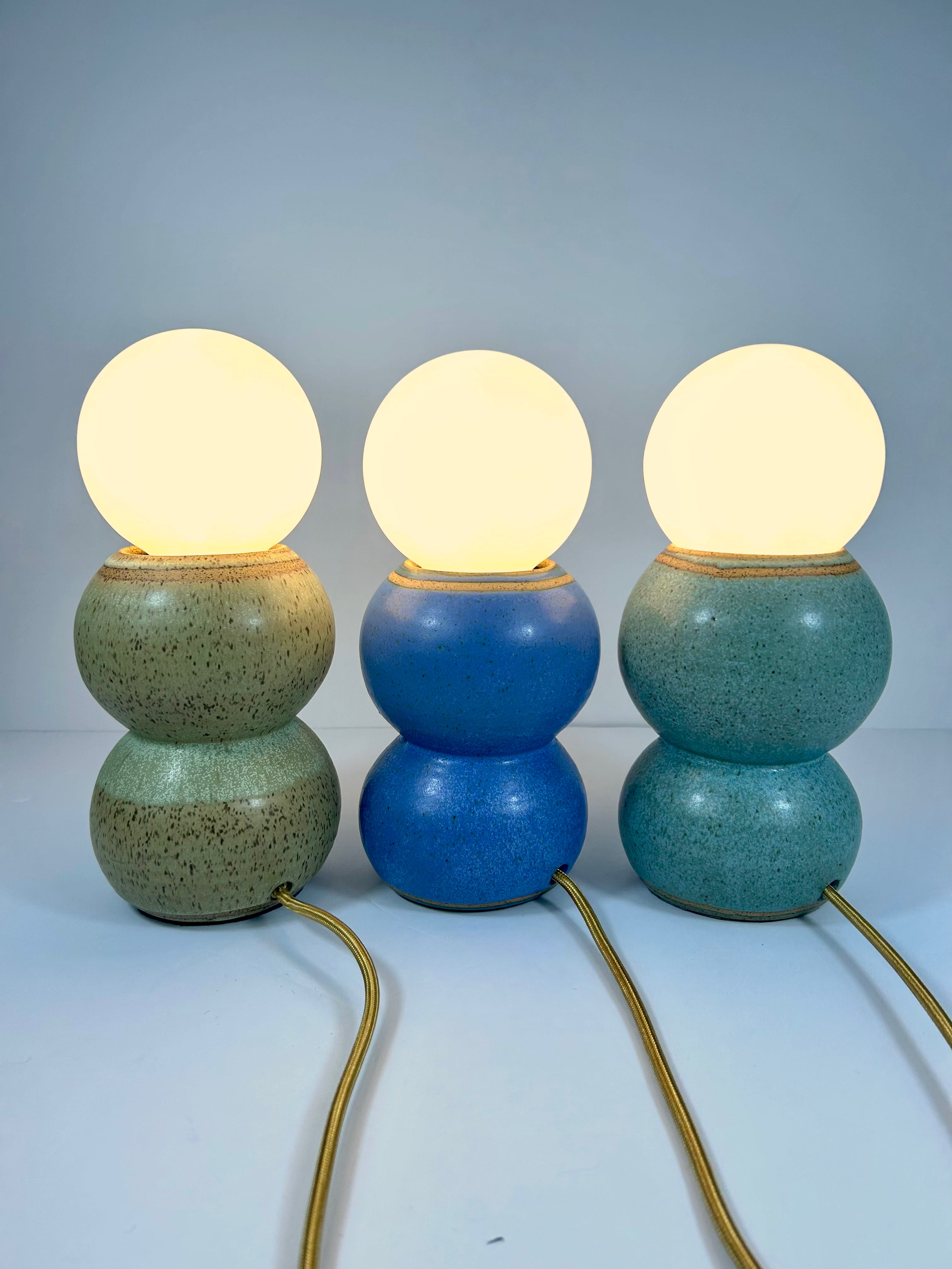 Stoneware Bubble Table Lamp with Milk Globe Bulb - Cobalt