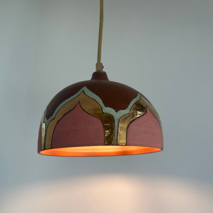 Terracotta & bling plug-in pendant lamp