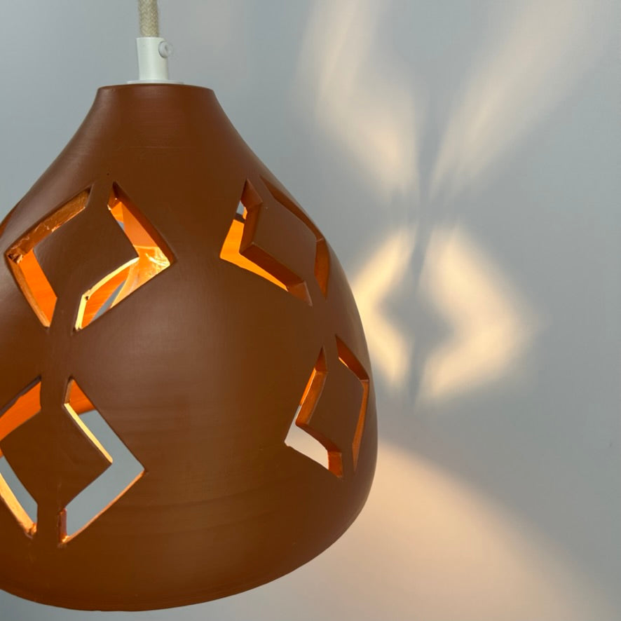Pierced Terracotta Plug-in Pendant Lamp