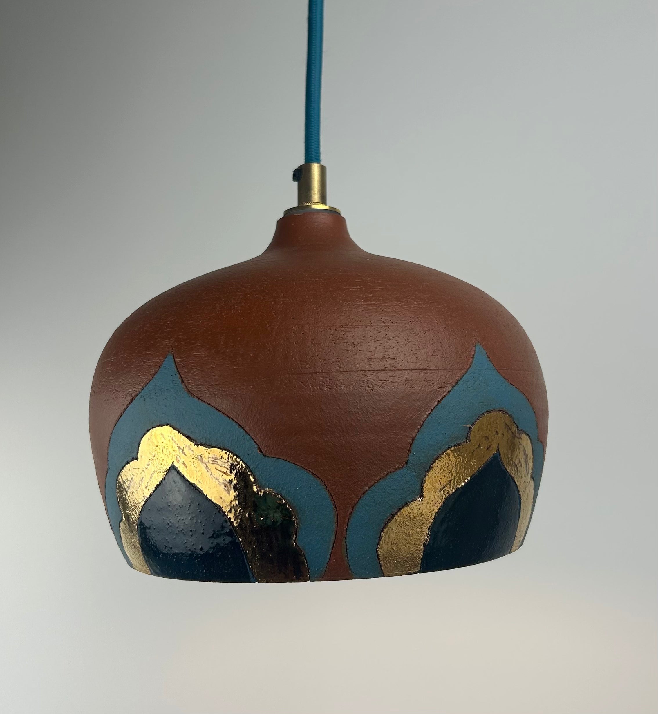 Terracotta & bling plug-in pendant lamp