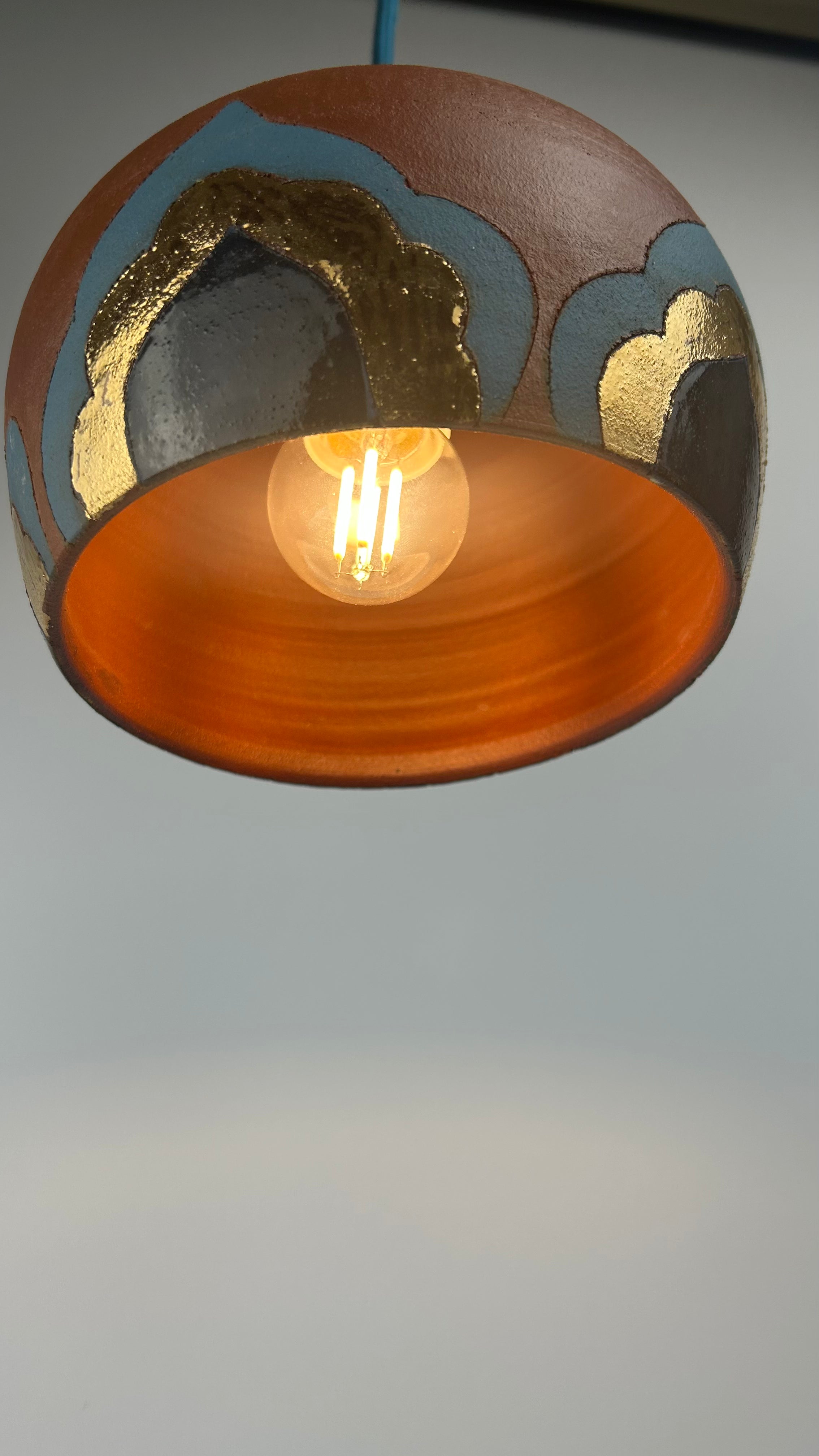 Terracotta & bling plug-in pendant lamp