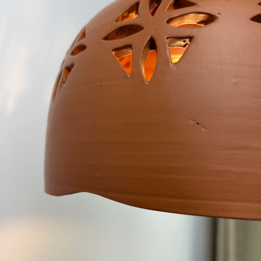 Pierced Terracotta Plug-in Pendant Lamp