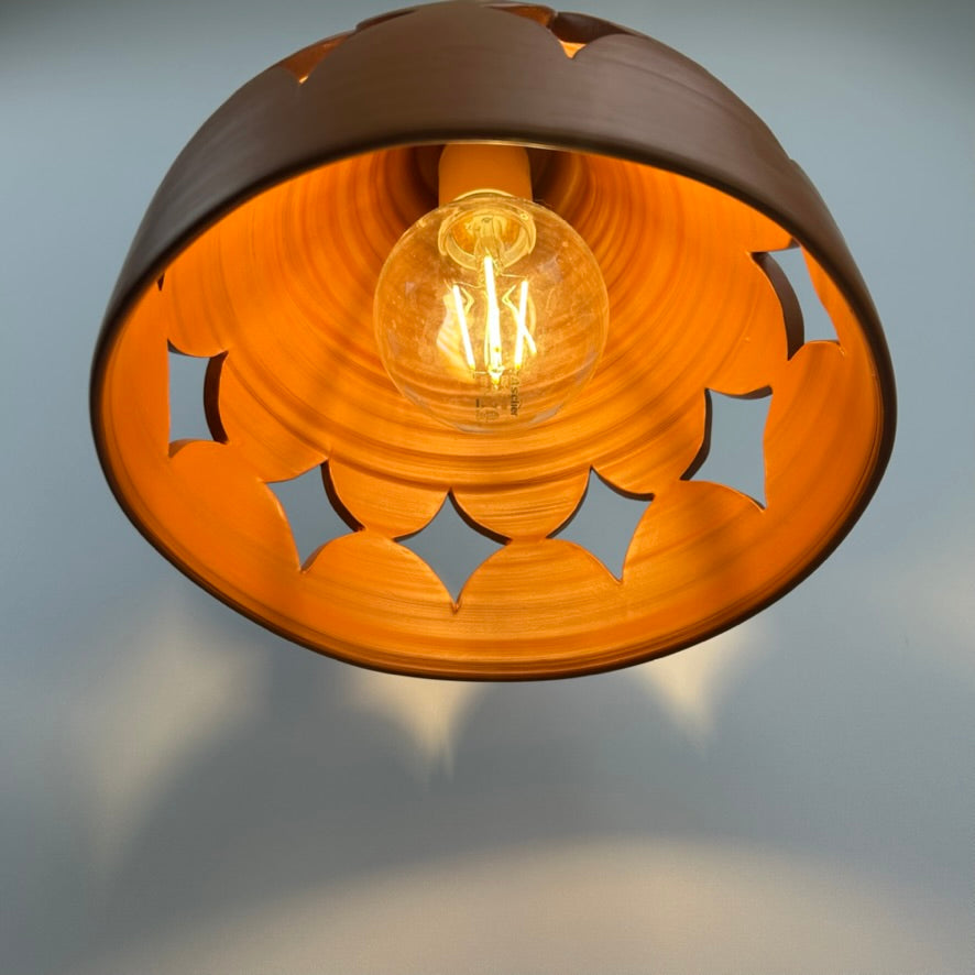 Pierced Terracotta Plug-in Pendant Lamp
