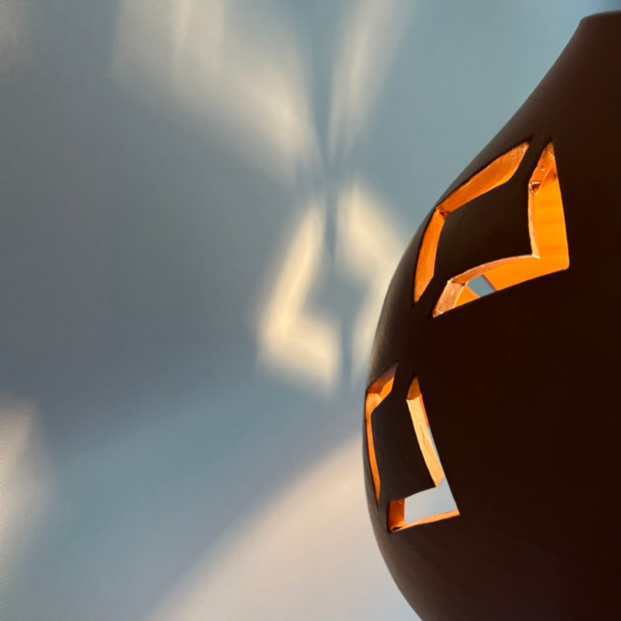 Pierced Terracotta Plug-in Pendant Lamp