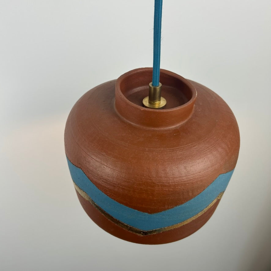 Terracotta & bling plug-in pendant lamp