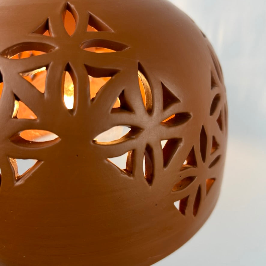 Pierced Terracotta Plug-in Pendant Lamp