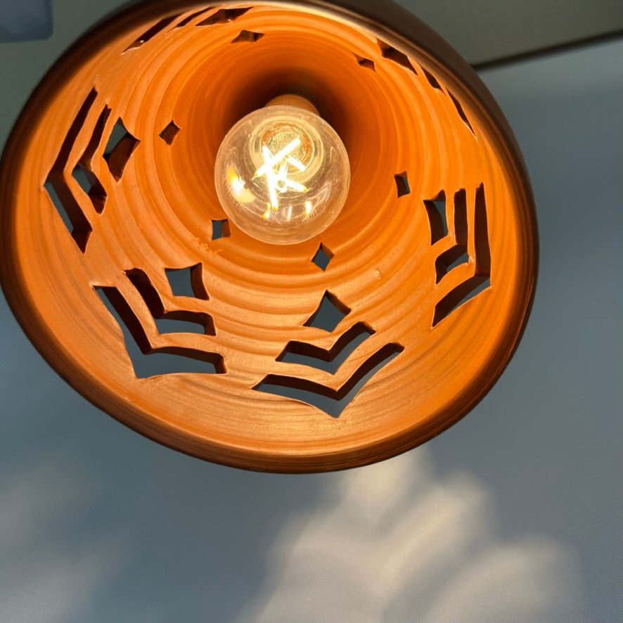 Pierced Terracotta Plug-in Pendant Lamp