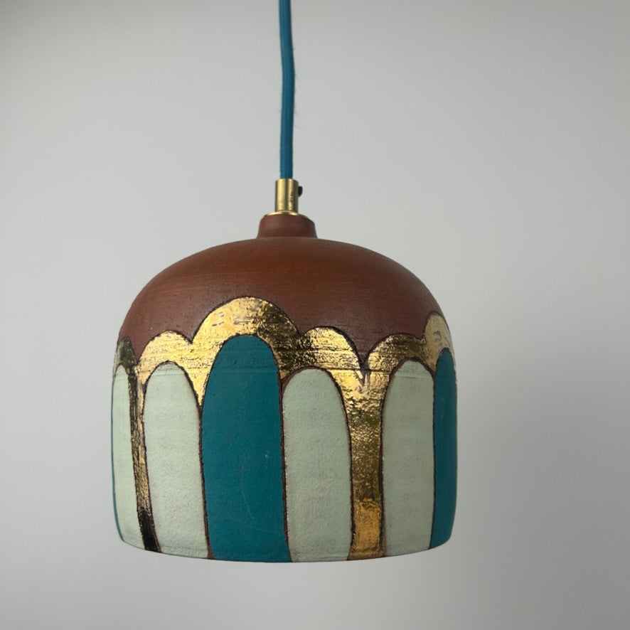 Terracotta & bling plug-in pendant lamp