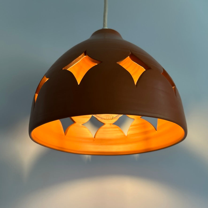 Pierced Terracotta Plug-in Pendant Lamp