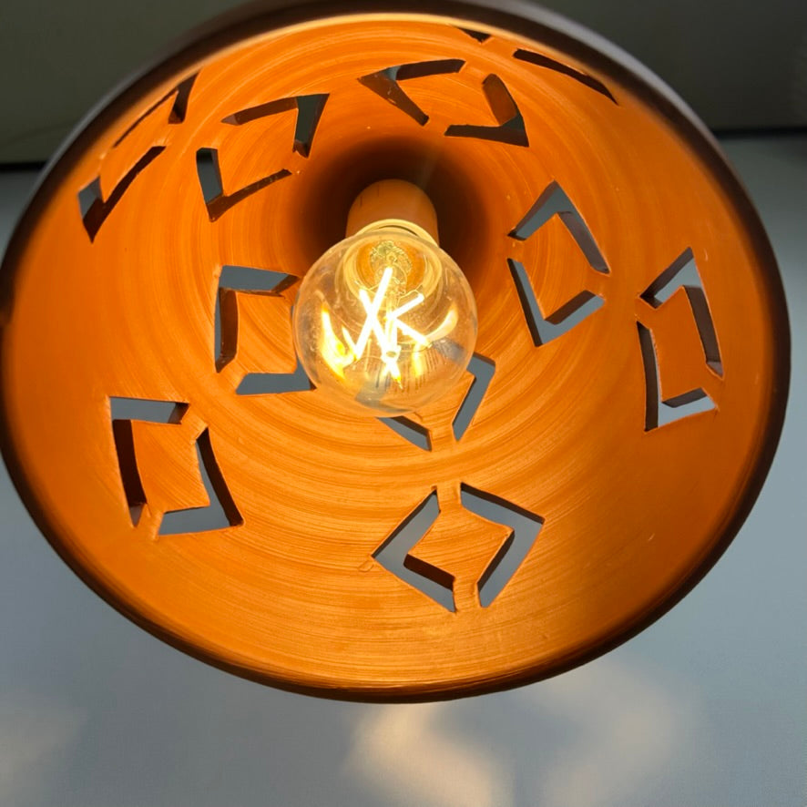 Pierced Terracotta Plug-in Pendant Lamp