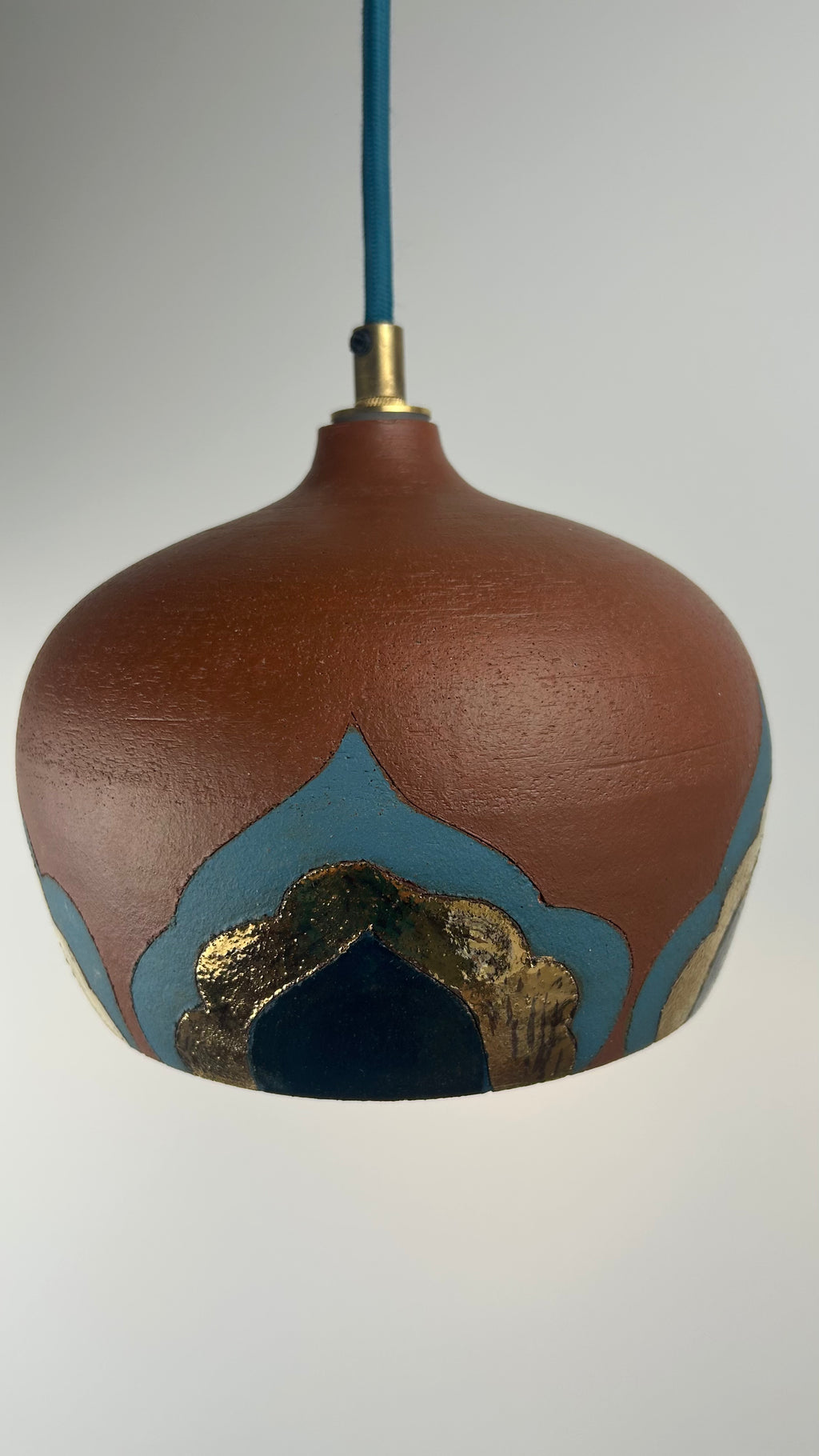 Terracotta & bling plug-in pendant lamp