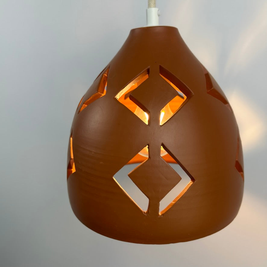 Pierced Terracotta Plug-in Pendant Lamp