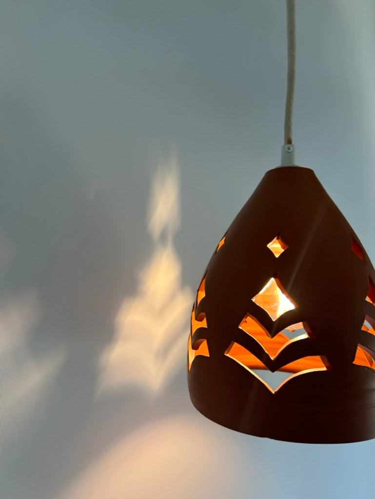 Pierced Terracotta Plug-in Pendant Lamp