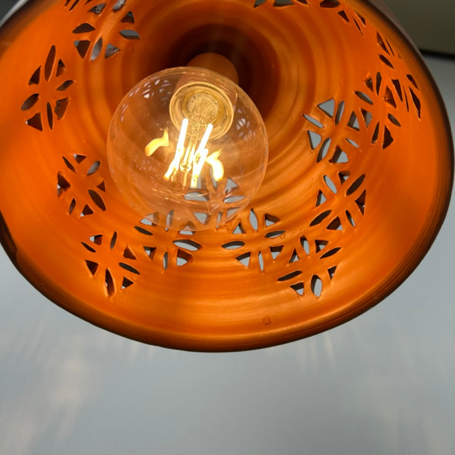 Pierced Terracotta Plug-in Pendant Lamp