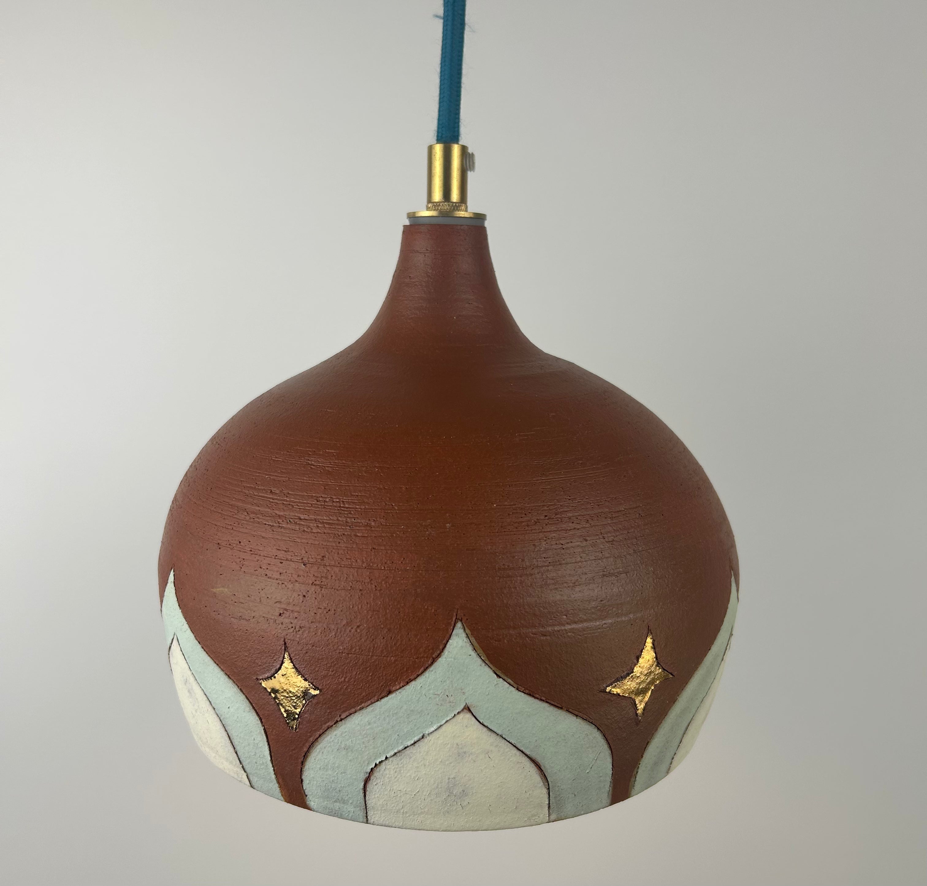 Terracotta & bling plug-in pendant lamp