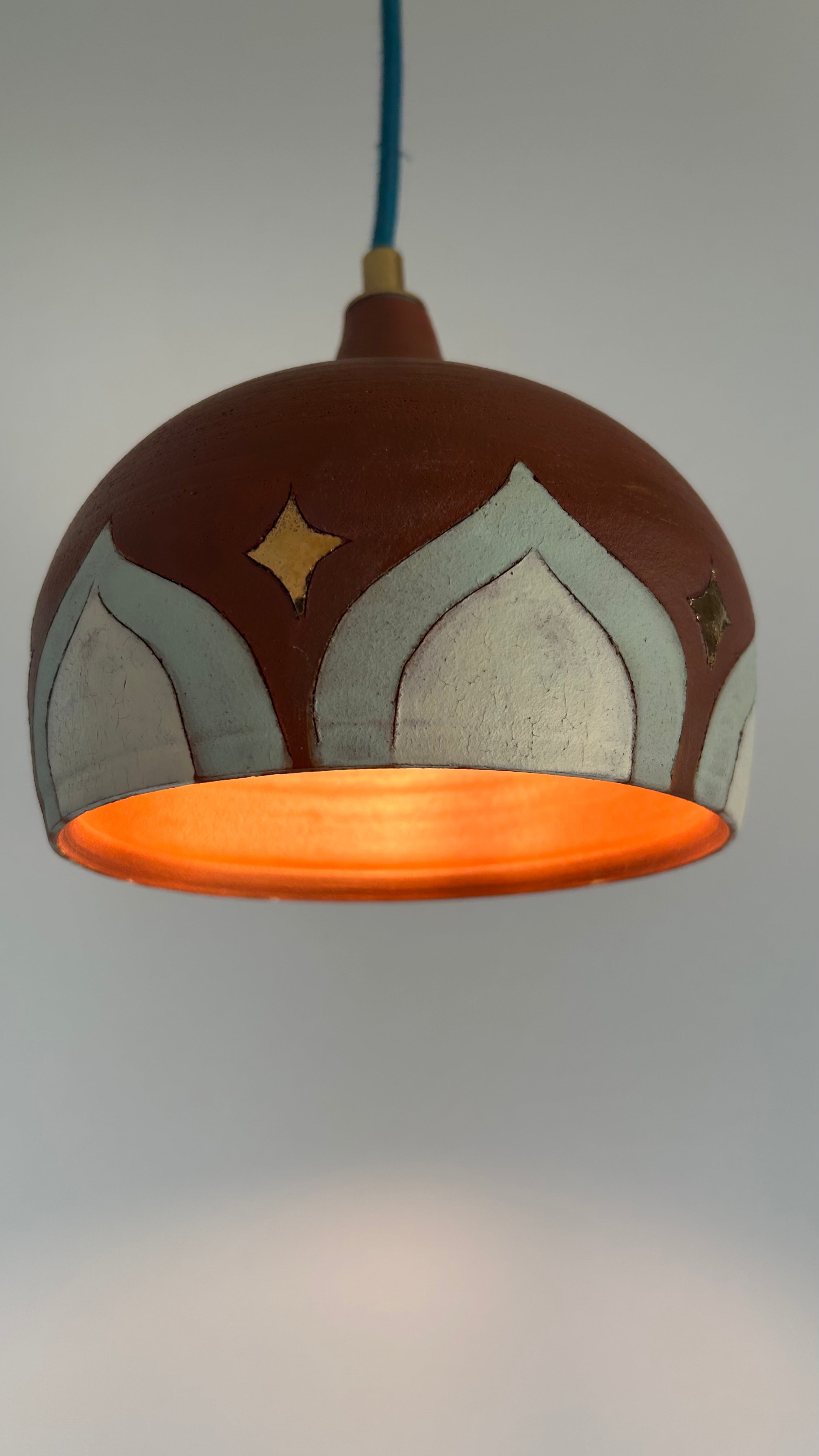 Terracotta & bling plug-in pendant lamp