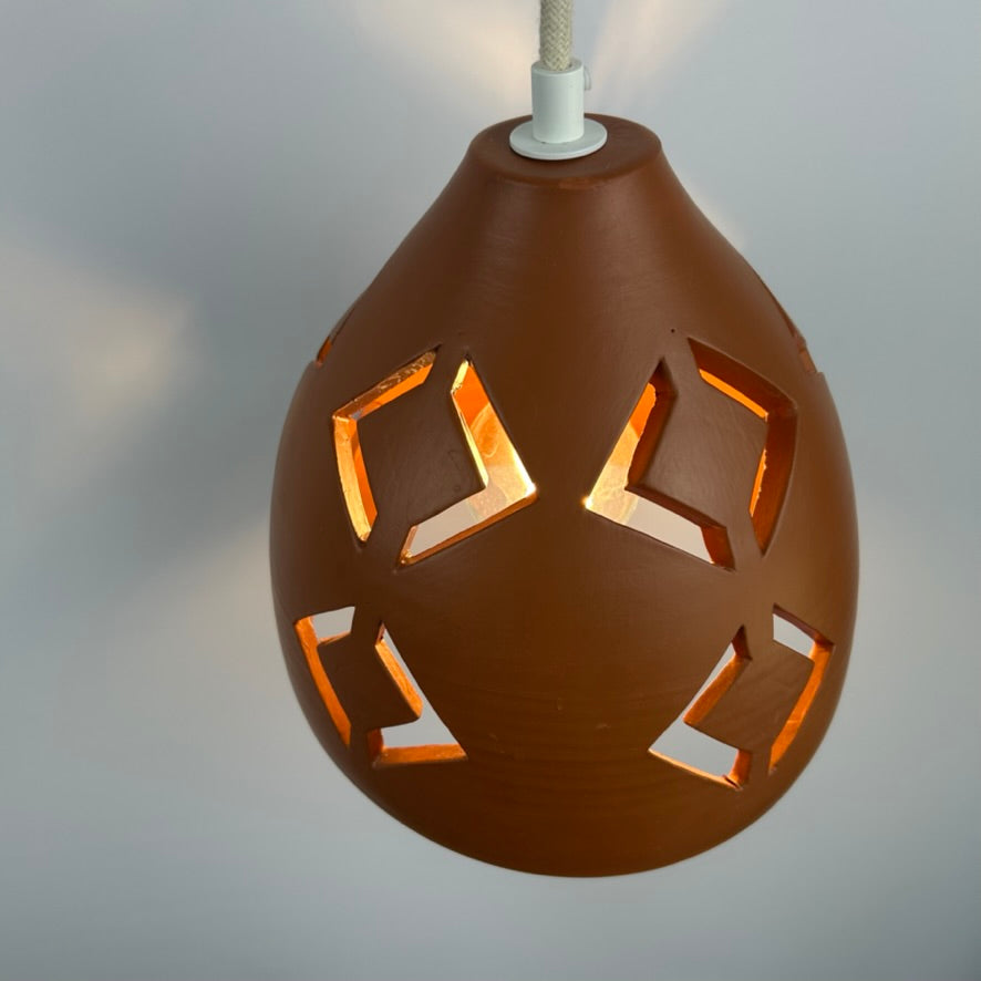 Pierced Terracotta Plug-in Pendant Lamp