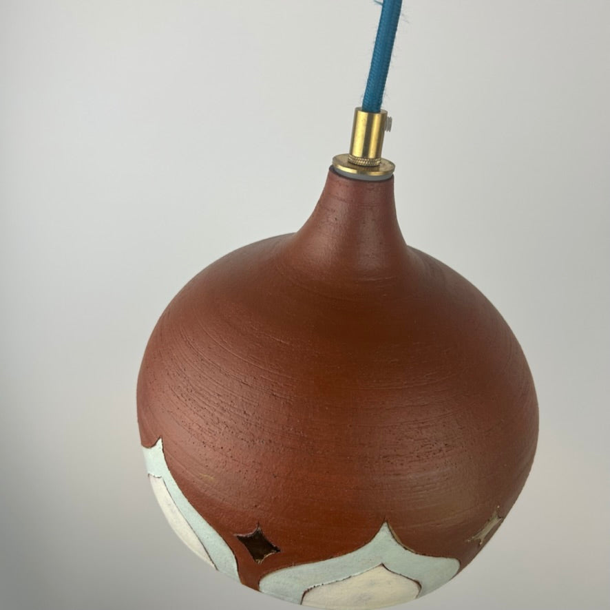Terracotta & bling plug-in pendant lamp