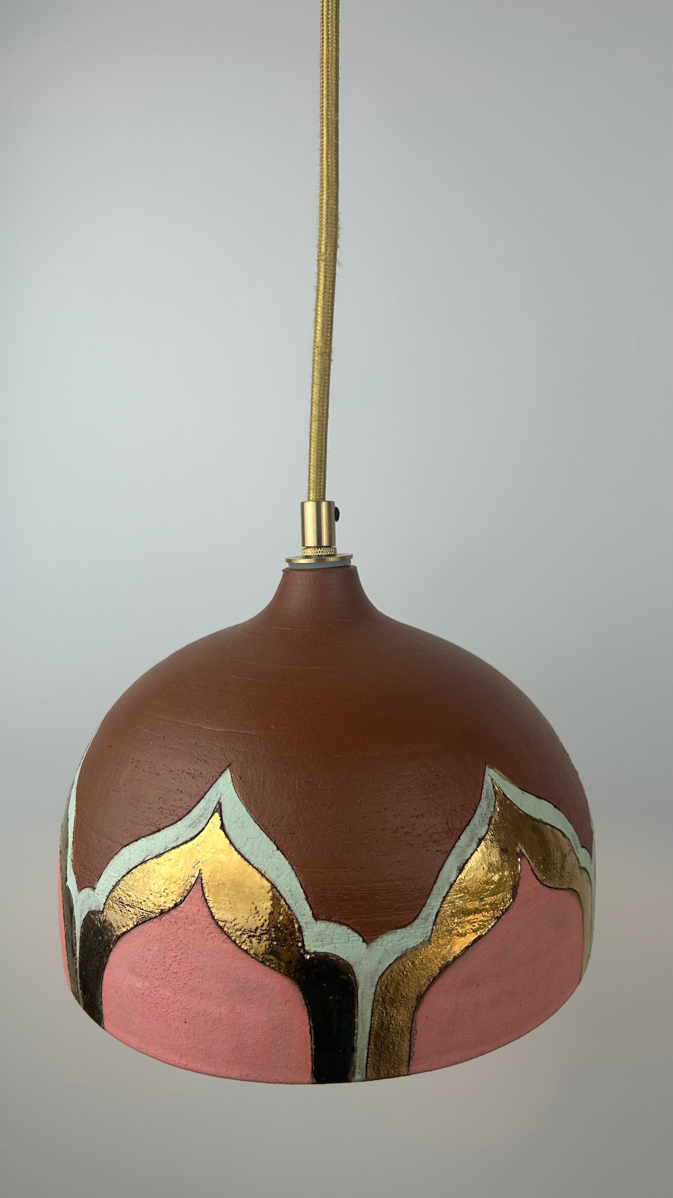 Terracotta & bling plug-in pendant lamp
