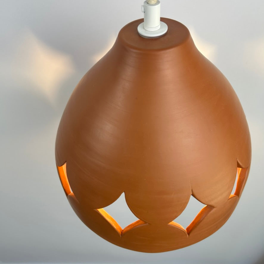Pierced Terracotta Plug-in Pendant Lamp