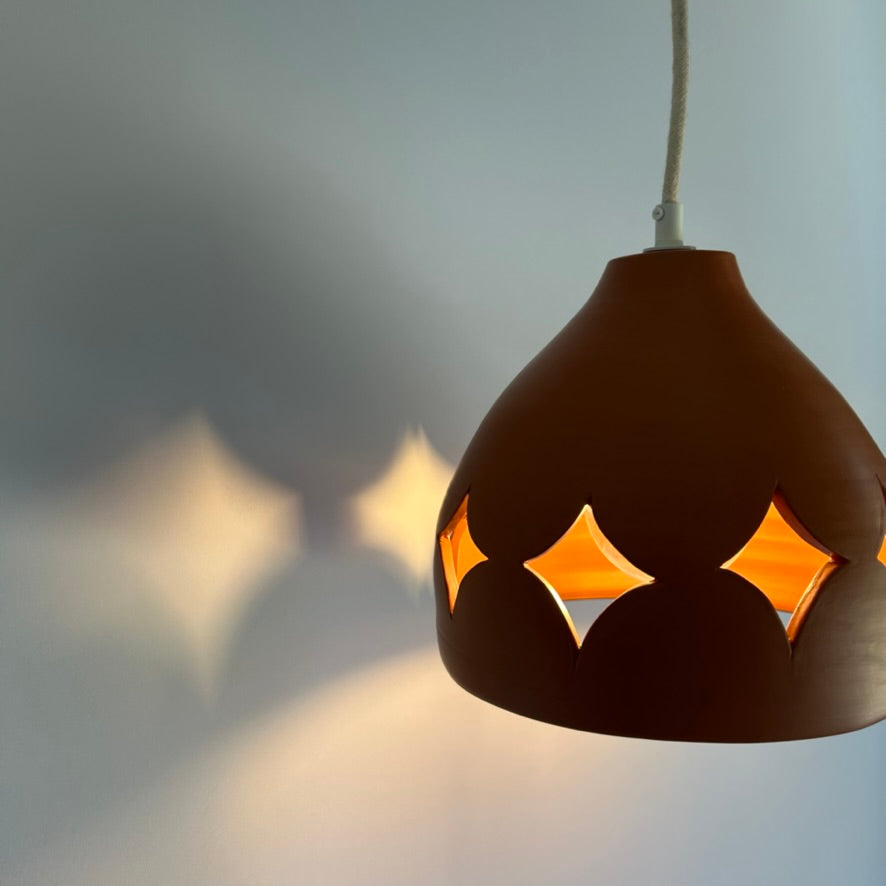 Pierced Terracotta Plug-in Pendant Lamp