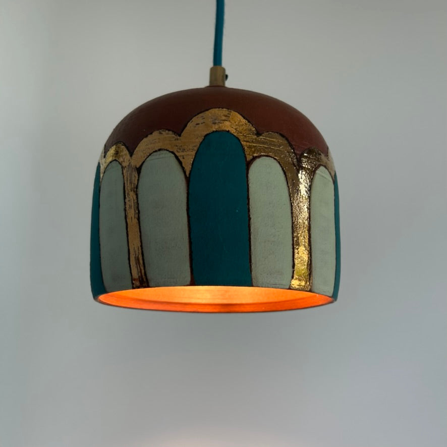 Terracotta & bling plug-in pendant lamp