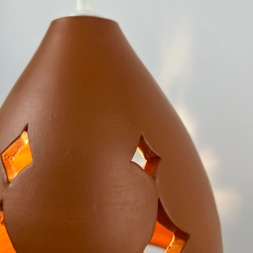 Pierced Terracotta Plug-in Pendant Lamp