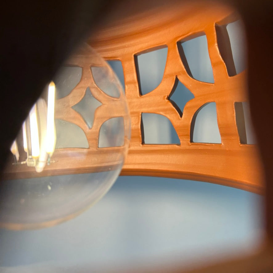 Pierced Terracotta Plug-in Pendant Lamp