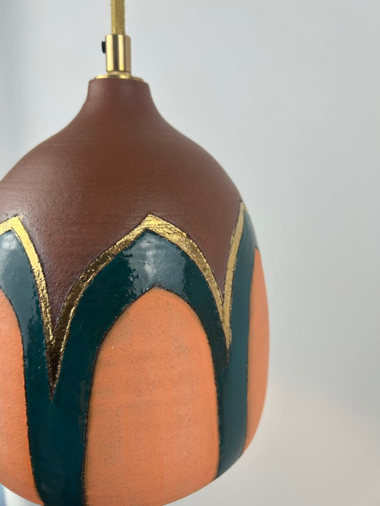 Terracotta & bling plug-in pendant lamp