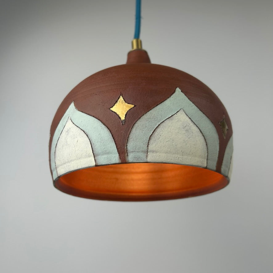 Terracotta & bling plug-in pendant lamp