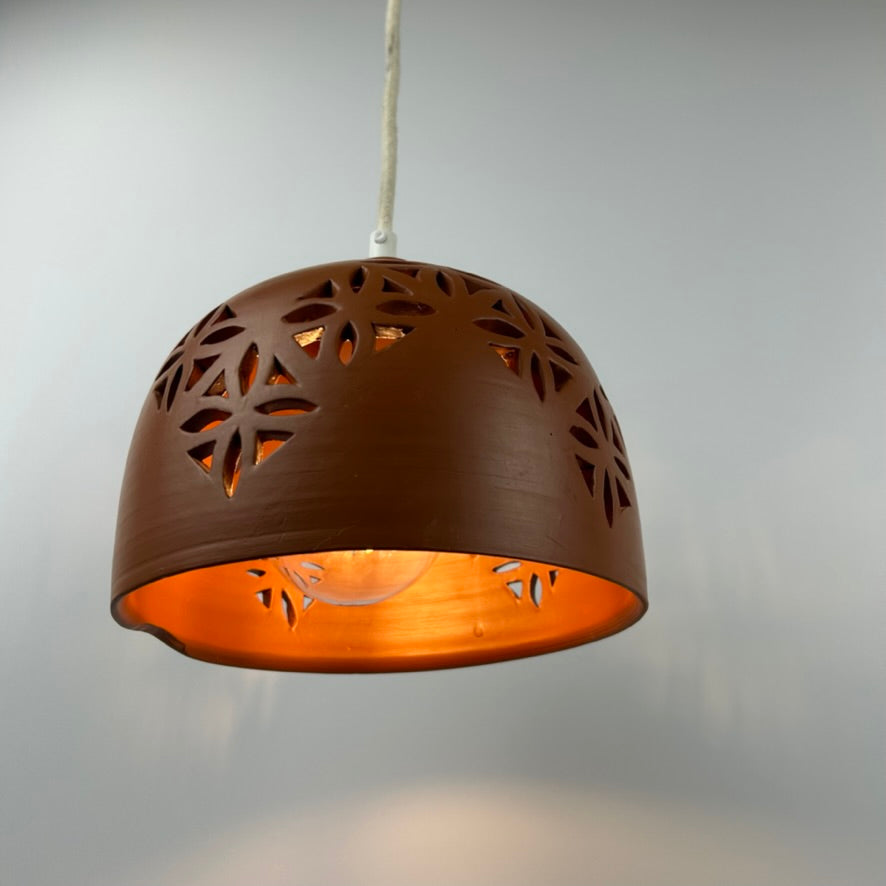 Pierced Terracotta Plug-in Pendant Lamp