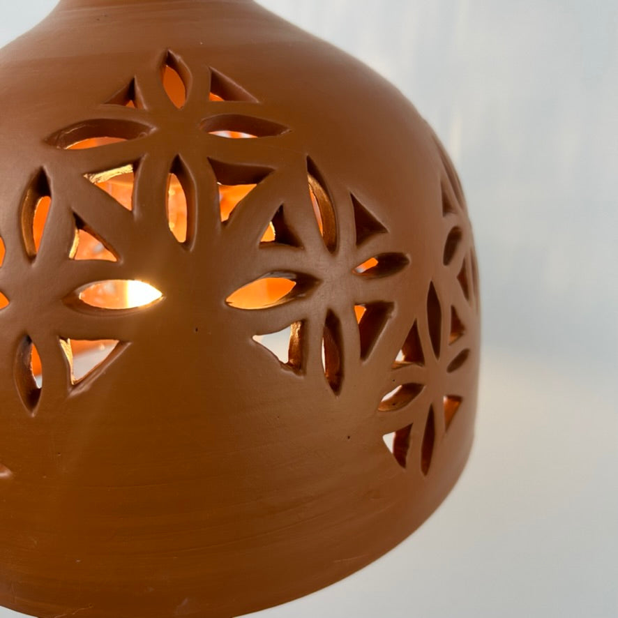 Pierced Terracotta Plug-in Pendant Lamp