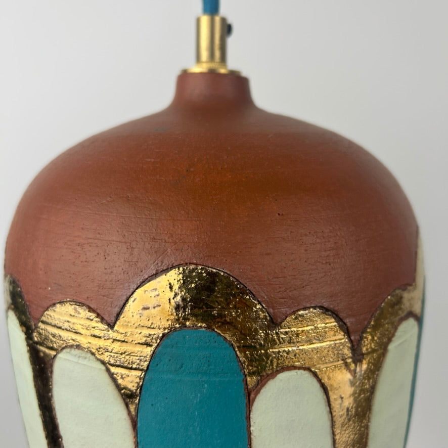 Terracotta & bling plug-in pendant lamp