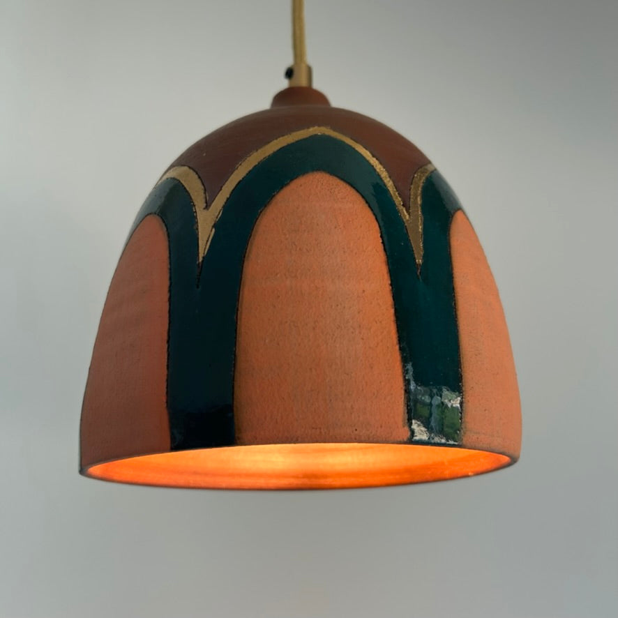 Terracotta & bling plug-in pendant lamp