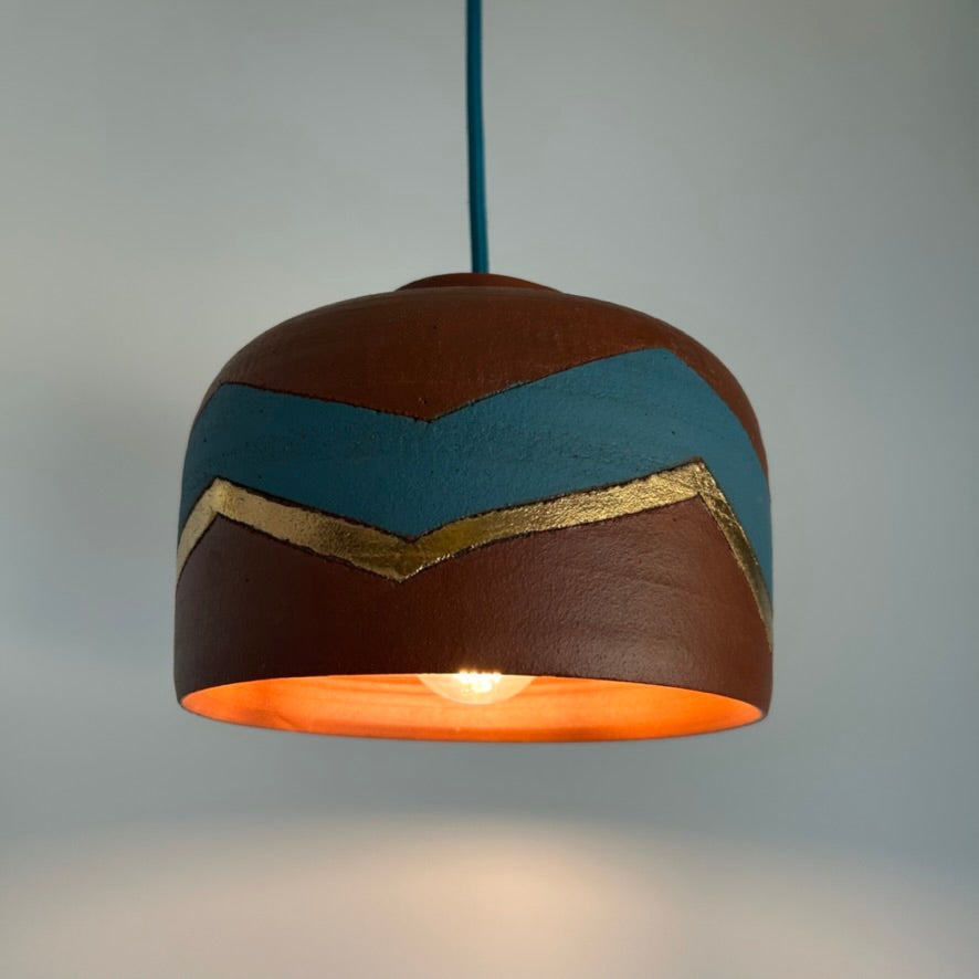 Terracotta & bling plug-in pendant lamp