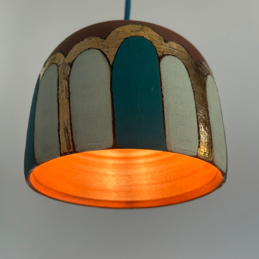Terracotta & bling plug-in pendant lamp