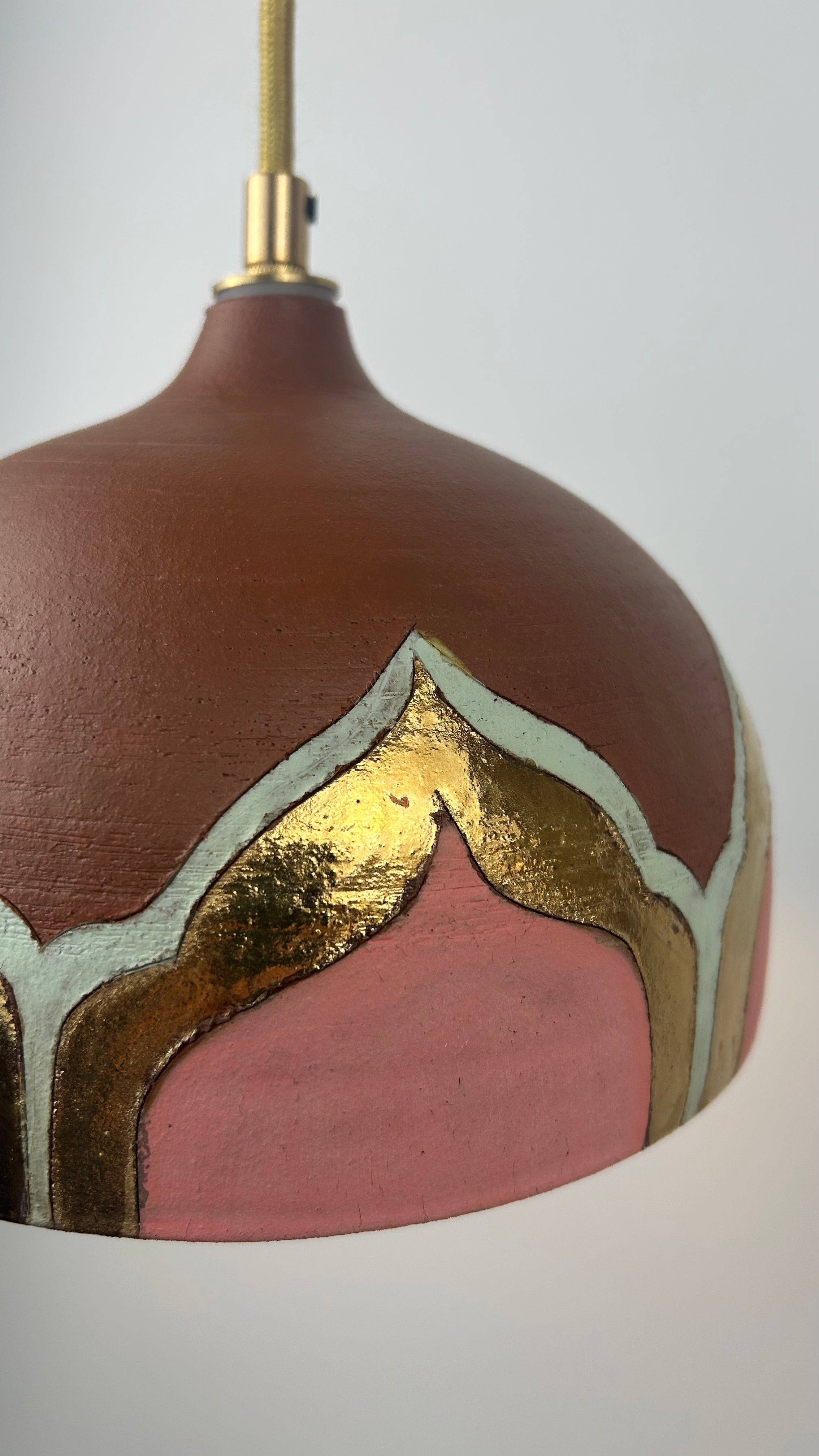 Terracotta & bling plug-in pendant lamp