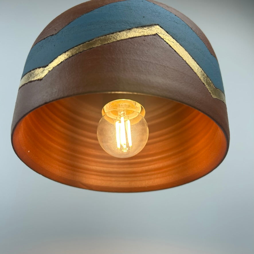 Terracotta & bling plug-in pendant lamp