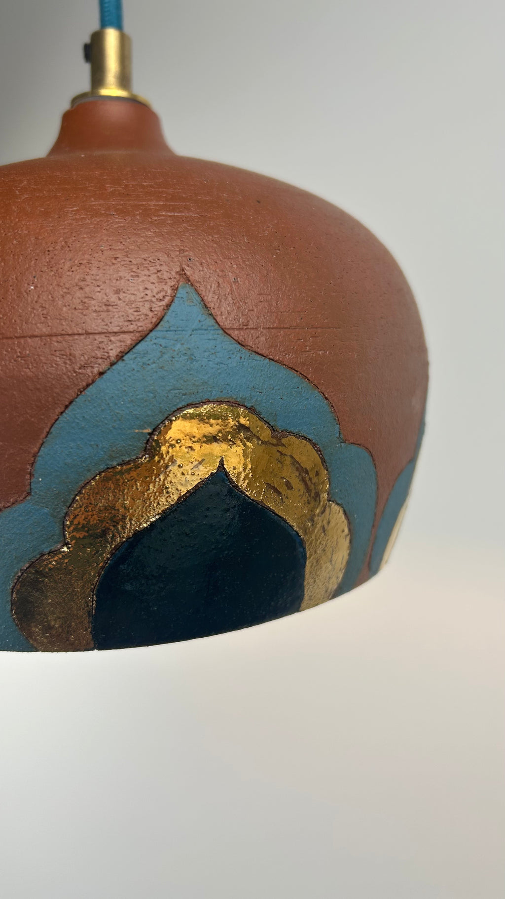 Terracotta & bling plug-in pendant lamp