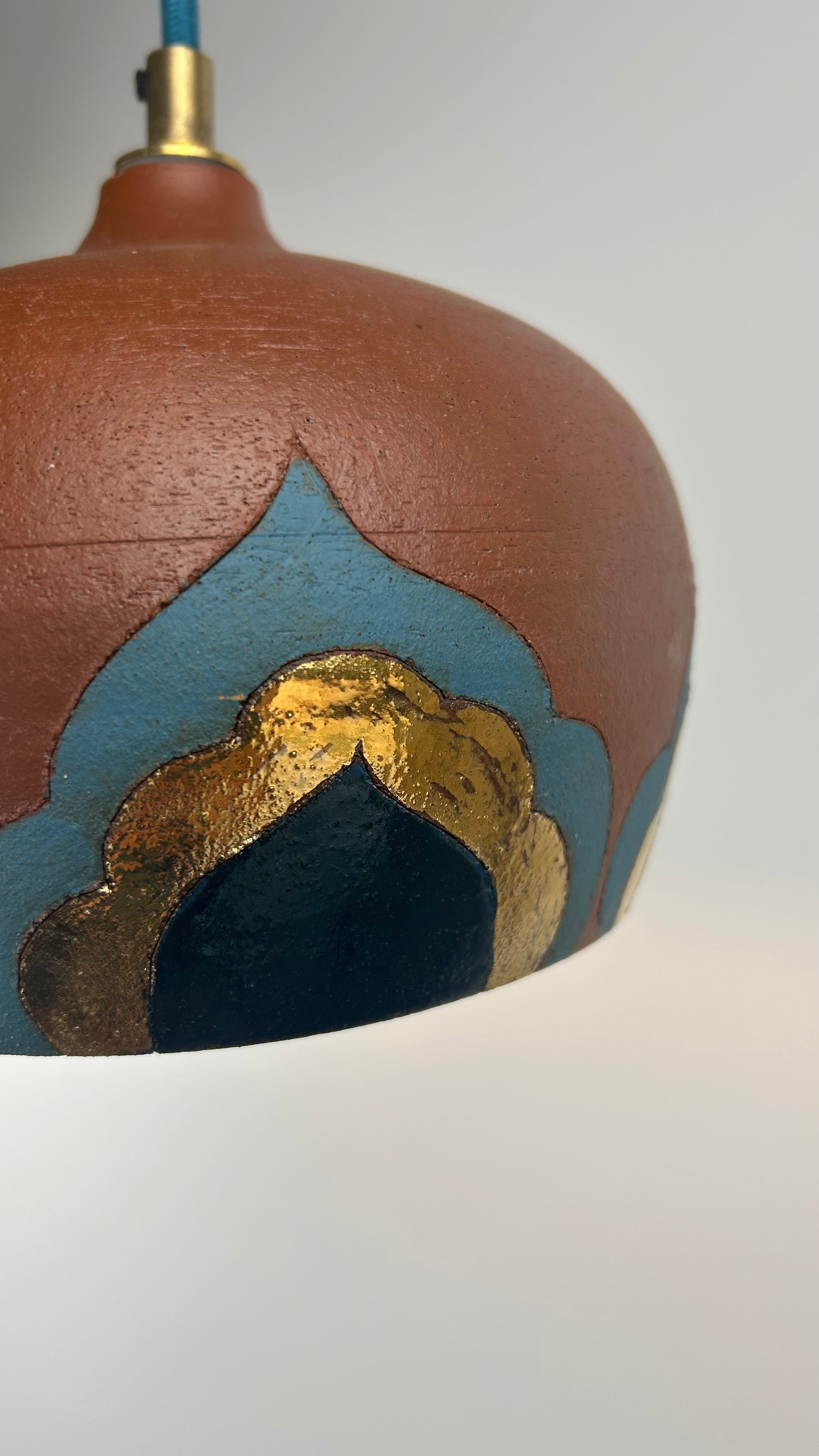 Terracotta & bling plug-in pendant lamp