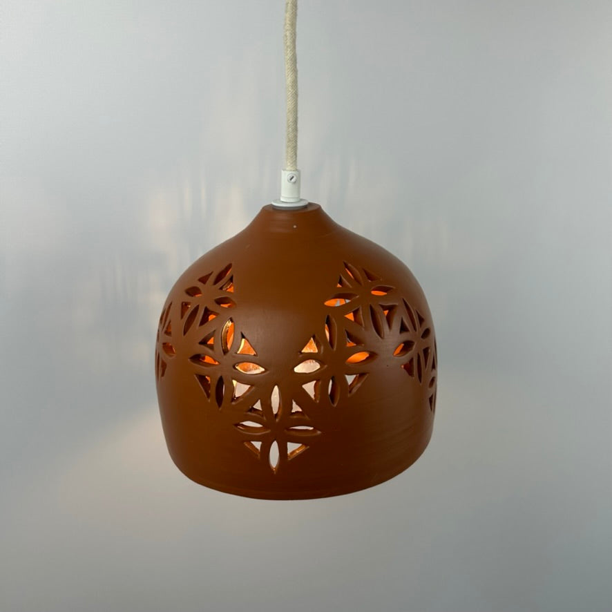 Pierced Terracotta Plug-in Pendant Lamp