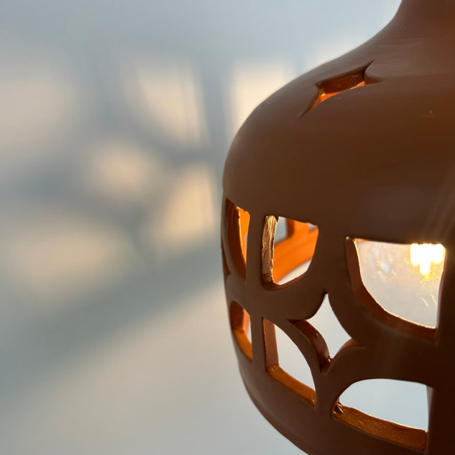 Pierced Terracotta Plug-in Pendant Lamp