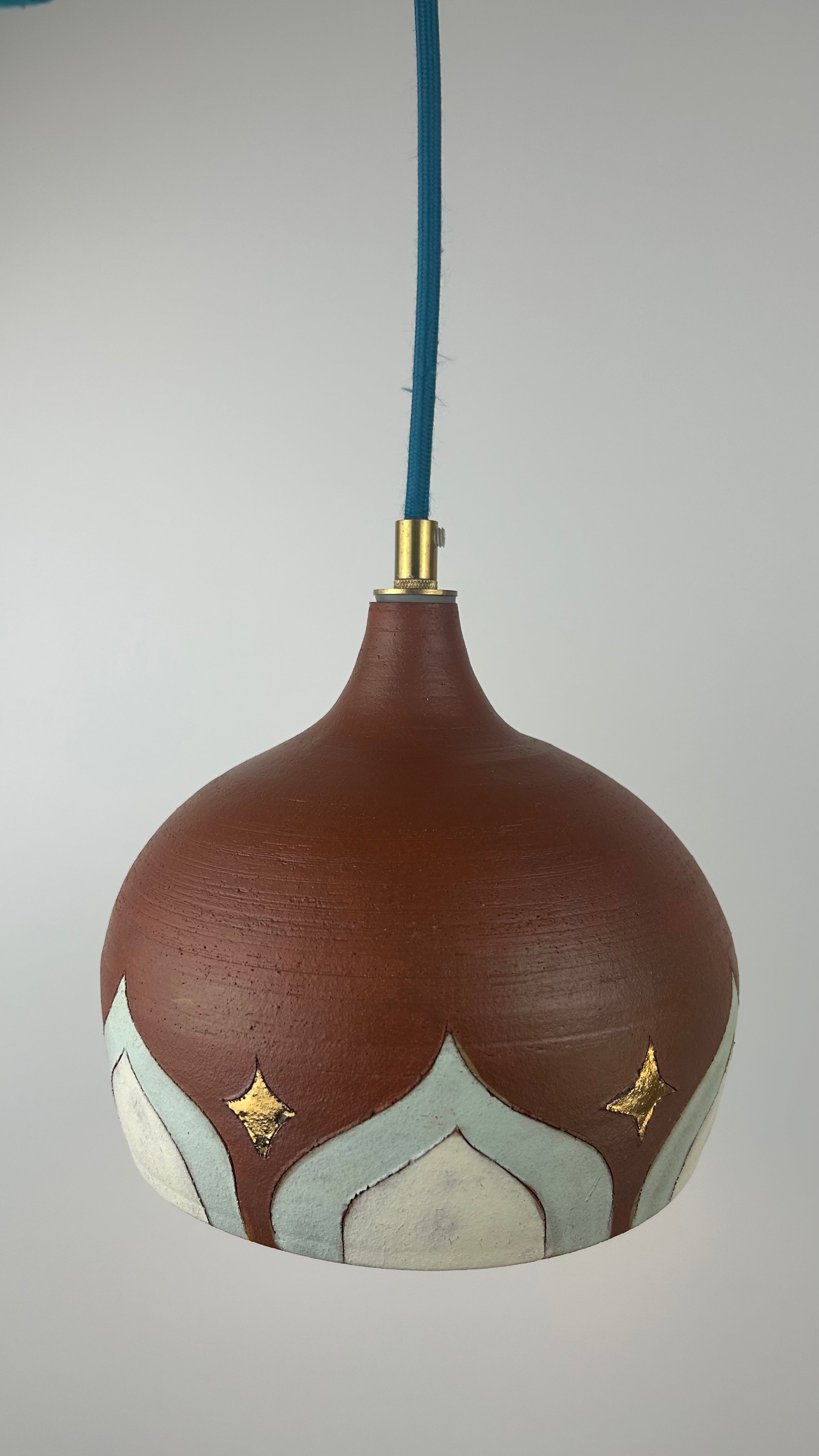 Terracotta & bling plug-in pendant lamp