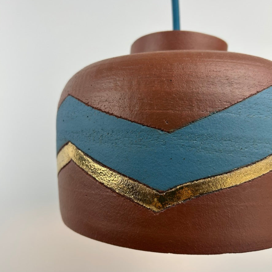 Terracotta & bling plug-in pendant lamp