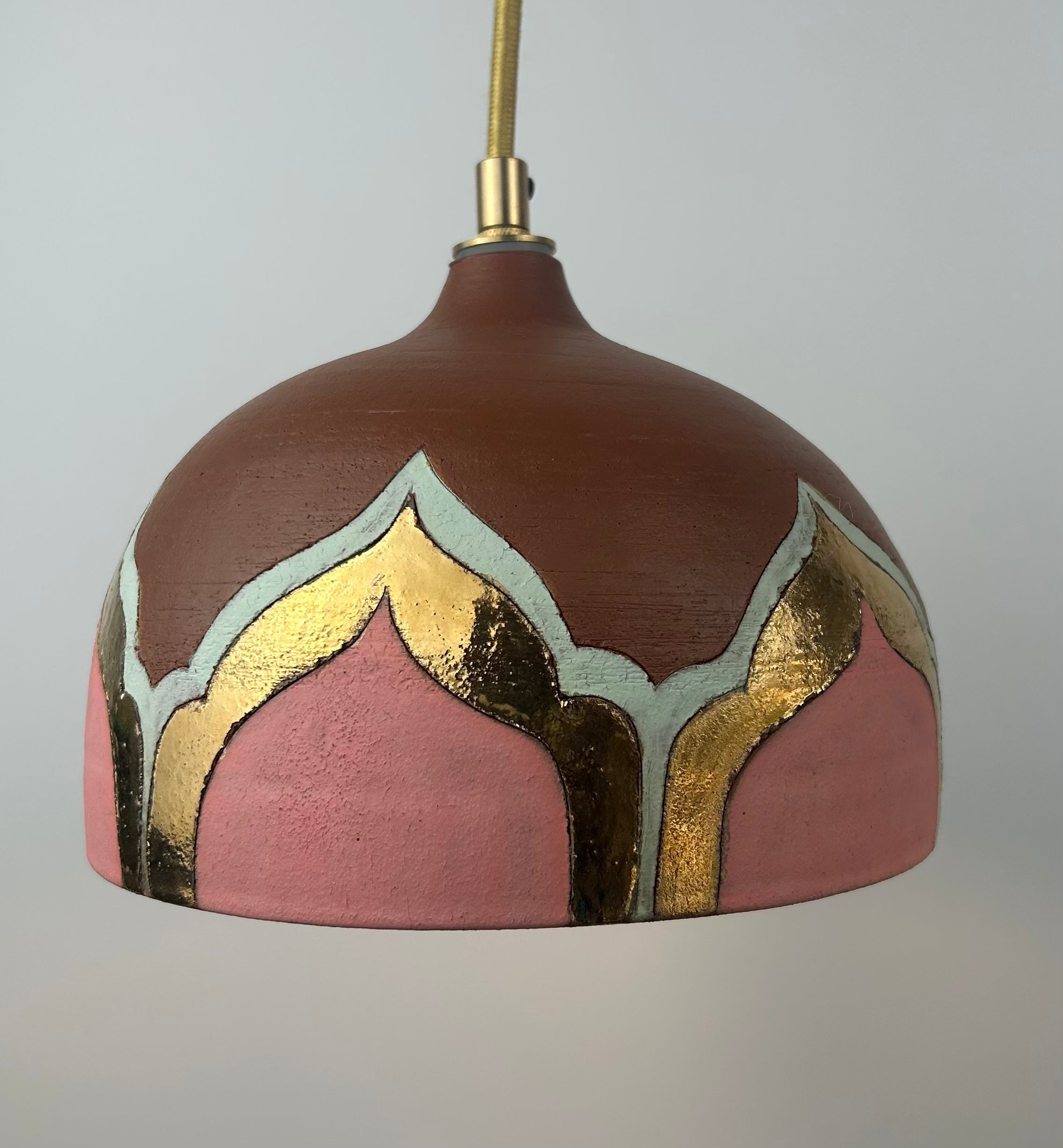 Terracotta & bling plug-in pendant lamp