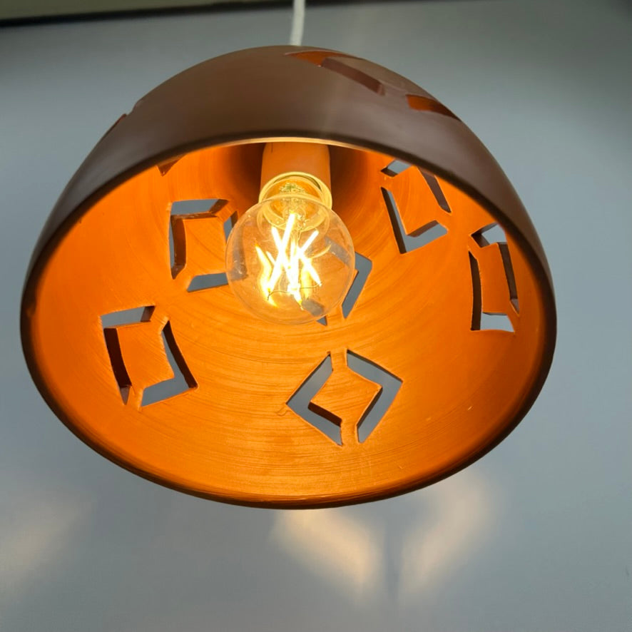 Pierced Terracotta Plug-in Pendant Lamp