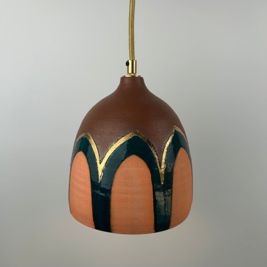 Terracotta & bling plug-in pendant lamp