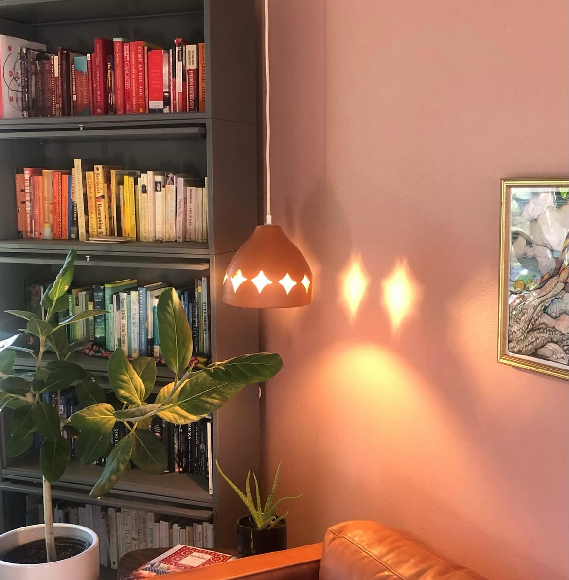Pierced Terracotta Plug-in Pendant Lamp