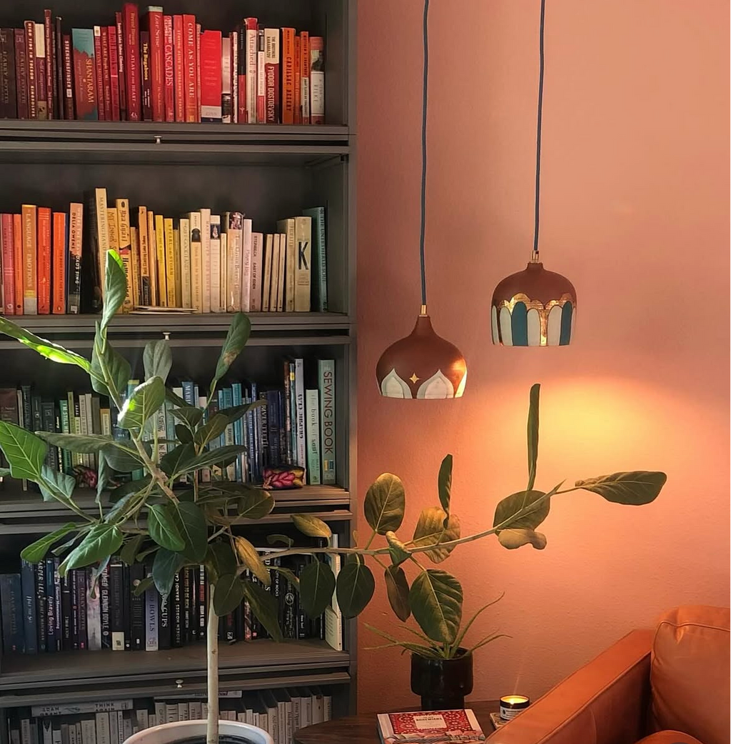 Terracotta & bling plug-in pendant lamp